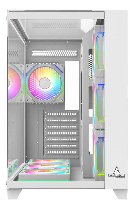 Gabinete Gamer Iceberg Atx Crystal Cube Xl Blanca 7 Fans Rgb Blanco