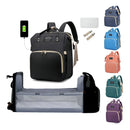 Mochila de maternidad para bebés con cambiador y USB, color negro, diseño de tela lisa