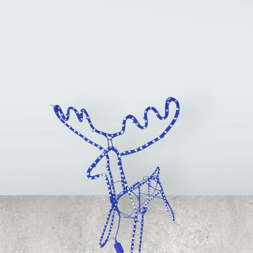 Reno Navideño En Manguera Led Y Estructura Metálica 105 Cm Azul