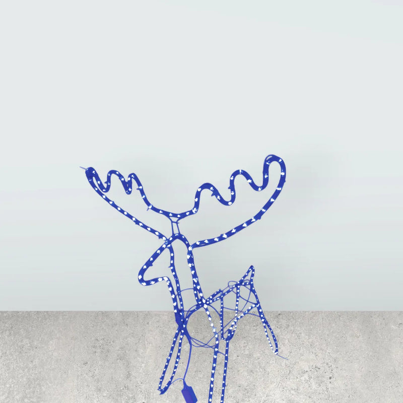 Reno Navideño En Manguera Led Y Estructura Metálica 105 Cm Azul