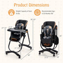 Silla Alta Plegable Ajustable Con Ruedas Para Bebés Negro