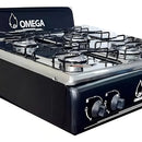 Estufa De Sobremesa 4 Puestos Omega Quemador Pesado Aluminio Color Negro