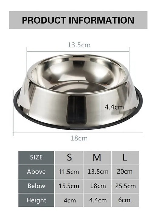 Comedero Plato Para Perros Y Gatos En Acero Inoxidable 22cm Color Plateado