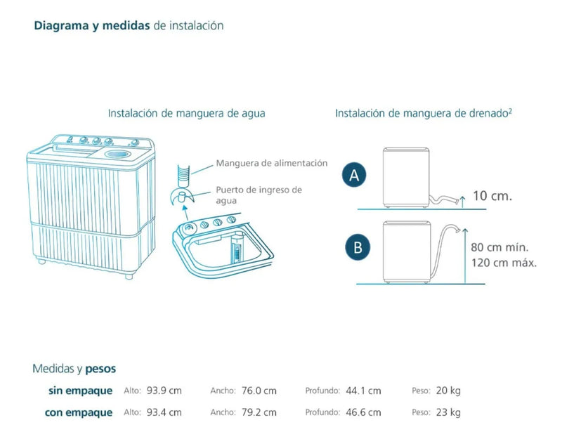 Lavadora Semiautomática Mabe 11kg Blanca Lmd1123hbab0 Blanco