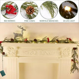 Guirnalda Navideña 6ft Con Luces Led, Berries Rojas, Norfolk