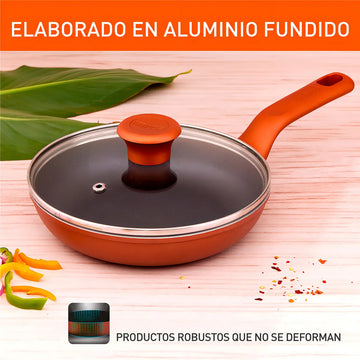 Sartén Imusa 90 Años 20cm Aluminio Fundido Tapa De Vidrio Color Cobre