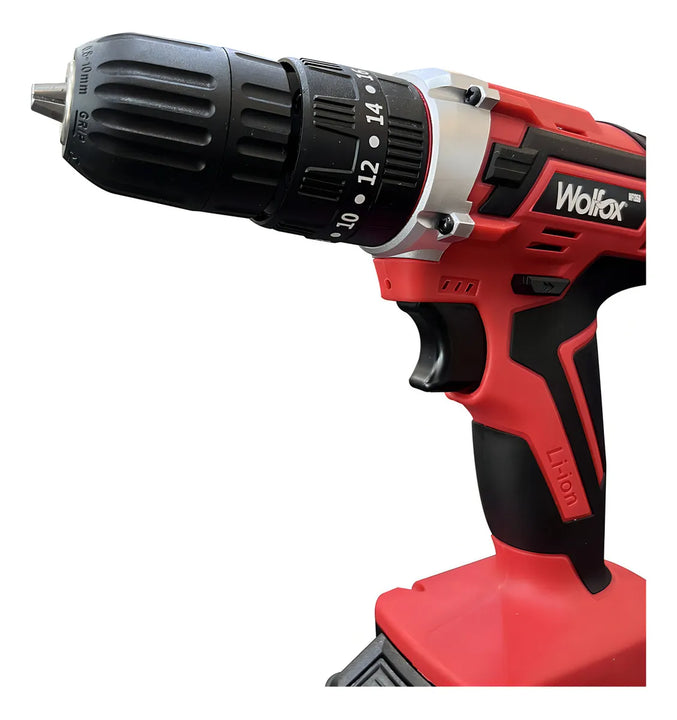 Taladro Percutor Inalámbrico 3/8'' 12v 1300rpm Wolfox Wf1356 Color Rojo Frecuencia 60Hz