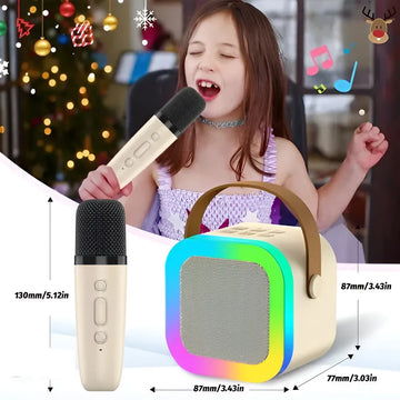 Mini Parlante Karaoke K12 Audiok Con Efectos De Luz Y Efectos De Voz Color Rosa