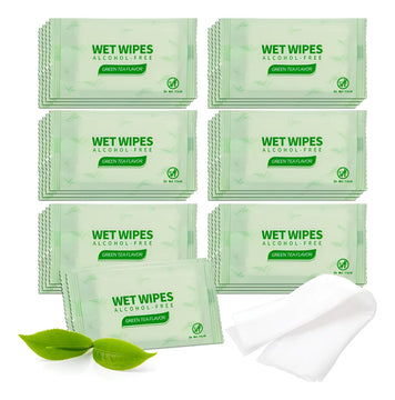 Paquete De 100 Toallitas Humedas Con Extracto De Te Verde