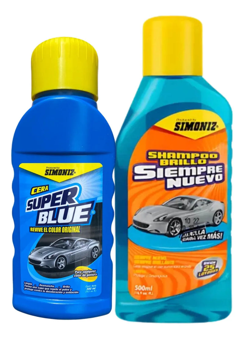 Shampoo Brillo Simoniz 500ml Y Cera Superblue Y Ambientador
