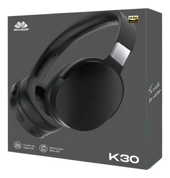 Audífonos Bluetooth Movisun K30 Balaca/diadema 22 Horas Color Negro