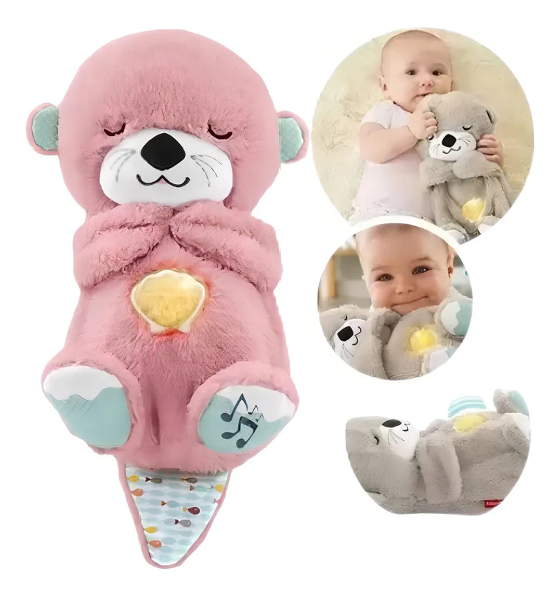 Peluche Realista Nutria Bebe Estimulacion Sensorial Sonido, Compañera De Respiración Relajante Ansiedad Te Ayuda A Dormir Color Gris