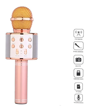 Microfono Karaoke Bluetooth -altavoz Ws 858 Infantil Color Negro