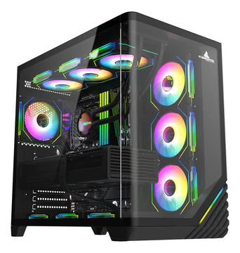 Gabinete Gamer Iceberg Wave L Vidrio Curvo 7 Ventiladores Negro