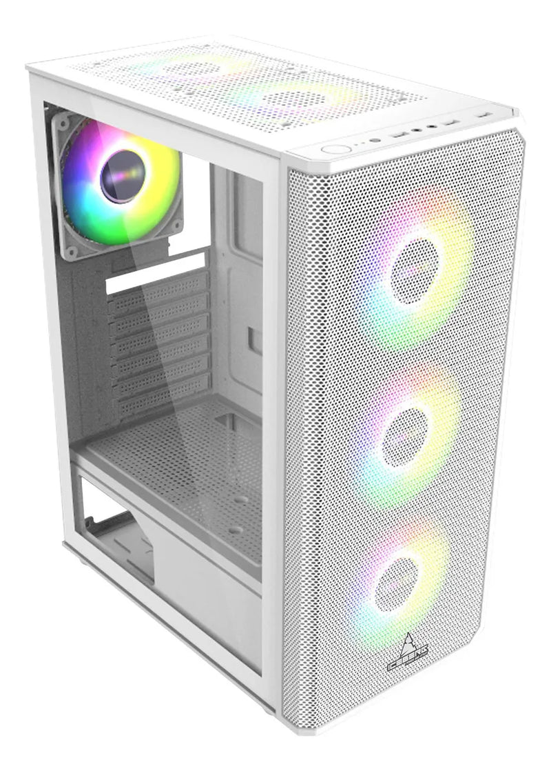 Caja Atx Iceberg Flow-e Blanca 4x Argb Front Mesh Blanco