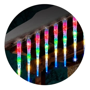 Luz Led Navideña Tubo De 10 Hielos X3 Metros Multicolor