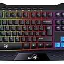 Teclado Genius QWERTY Membrana español color negro con luz de 7 colores