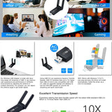Adaptador Usb Wifi 1300 Mbps Dual 5g Y 2.4g + Bluetooth