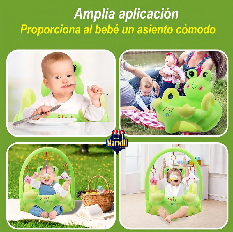 Sofá Almohada Asiento Cojin Silla Rana Aprender Sentar Portátil Felpa Suave Fácil Limpiar Seguro Cómodo Apoyo Perfecto Lindo Soporte Estable Mantener Postura Diseño Práctico Diversión Interactiva Bebé