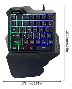 Teclado Gamer Usb Una Mano Retroiluminado 8 Colores Color del teclado Negro