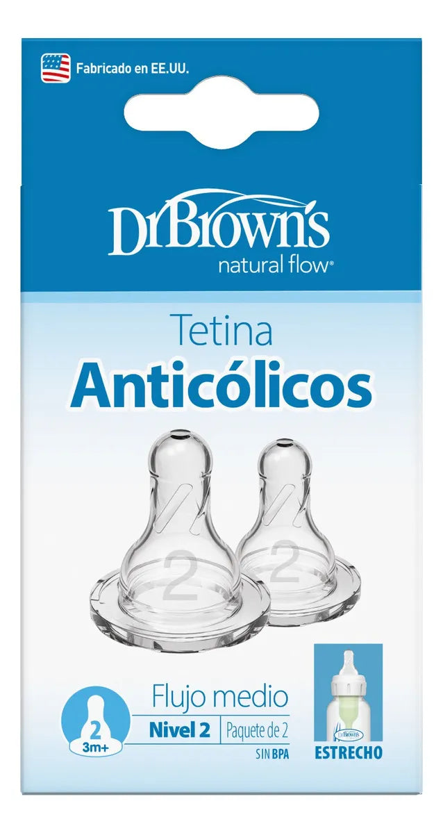 Chupo Dr Browns Para Biberón Estándar Nivel 2 Color Blanco Blanco
