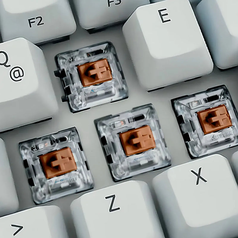 Teclado VSG QWERTY Kailh Brown español latinoamérica color blanco con luz RGB