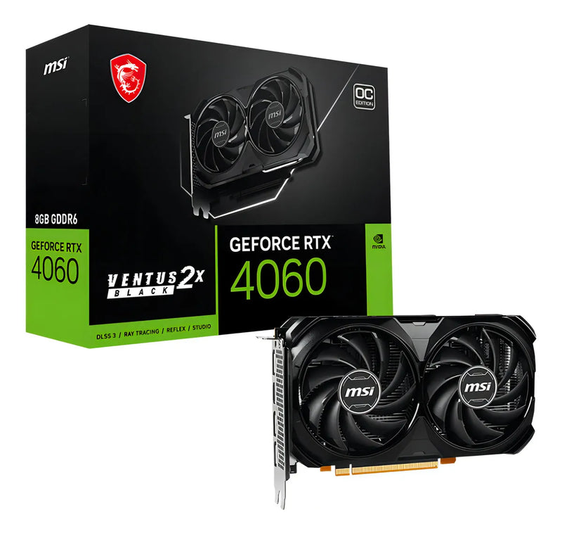 Tarjeta de video Nvidia MSI Ventus 2X GeForce RTX 40 Series RTX 4060 Black OC Edition 8GB