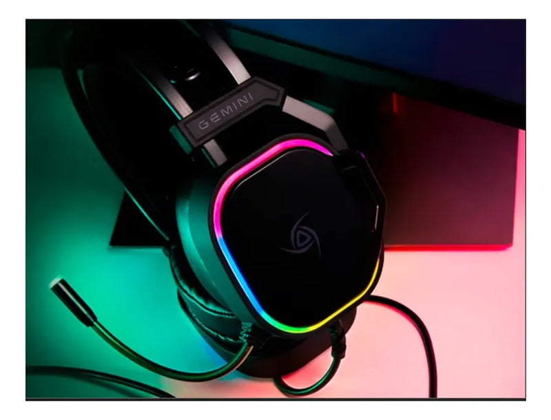 Diadema Gamer Vsg Gemini Rgb 50mm Cable 2.1m Plug 3.5mm Negro