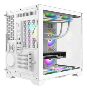 Gabinete Gamer Iceberg Crystal Wave M Blanca Argb 3 Fans Blanco