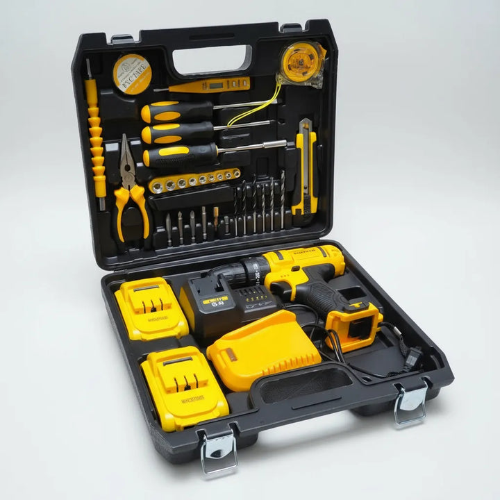 Taladro Inalámbrico De 24v Percutor Baterías Velocidades - Amarillo - 50/60