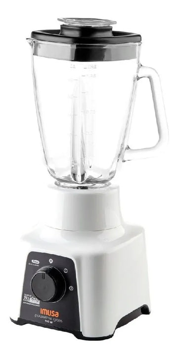 Licuadora Imusa Powermix Glass 1,25 L blanca con vaso de vidrio