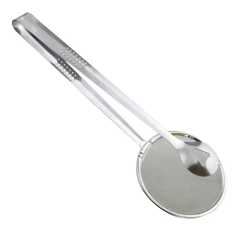 Colador Aceite Freir Escurridor Cocina En Malla Inoxidable Plateado