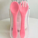 Silla Comedor Bebe Niño + Plato Y Cubiertos En Silicona Color Rosa