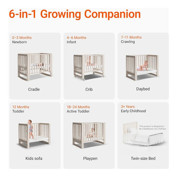 Cuna Evolutiva 6 En 1 De Madera Maciza
