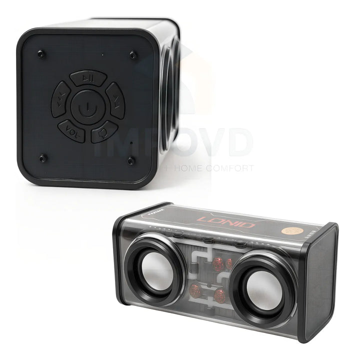 Bocina Portátil Ligero Bluetooth Tws Altavoz Inalámbrico Recargable Parlante Ldnio Luces Led Rgb Sonido Estéreo Graves Potentes Reproductor Música Negro Compacto Duradero