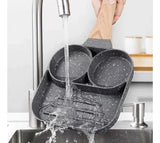 Sartén Antiadherente Multiusos 3 En 1 Para Huevos Carne Gris