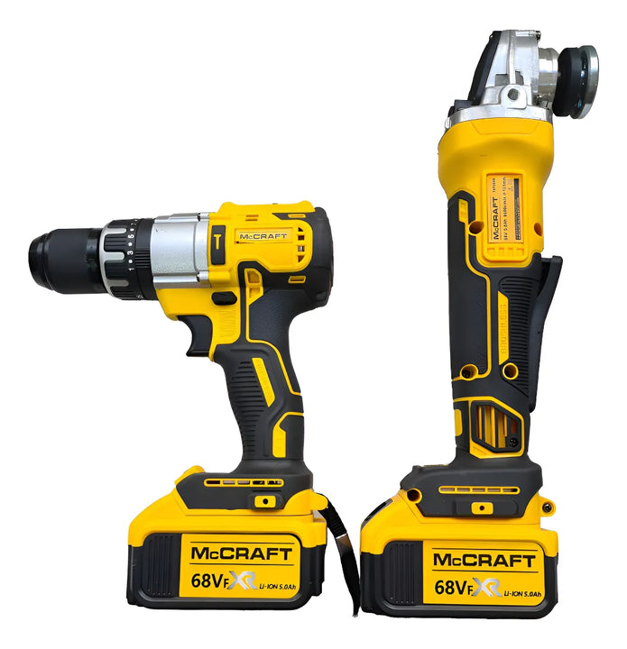 Combo Taladro Y Pulidora Inalámbrico Brushless Batería 5ah - Amarillo - 50hz/60hz