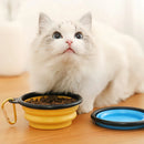 Plato De Goma Plegable Portátil De Mascotas Perro Y Gato Color Azul