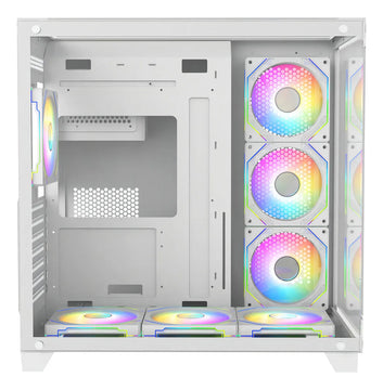 Caja Gabinete Gamer Iceberg Crystal Cube Xl 7x Fans Argb Color Blanco