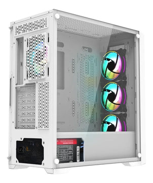 Chasis Caja Gamer Iceberg Titan M16 Blanca X4 Argb Fans Blanco