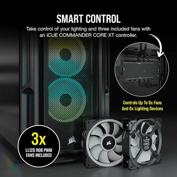 Caja Pc Corsair Icue 5000t Atx Rgb Vidrio Templado