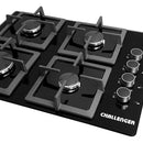 Estufa 4 Puestos Cristal + Campana Horizontal 60 Cm Negra Negro