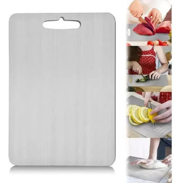 Tabla De Cortar Alimentos En Acero Inoxidable 29 Cm X 39 Cm Lisa Gris