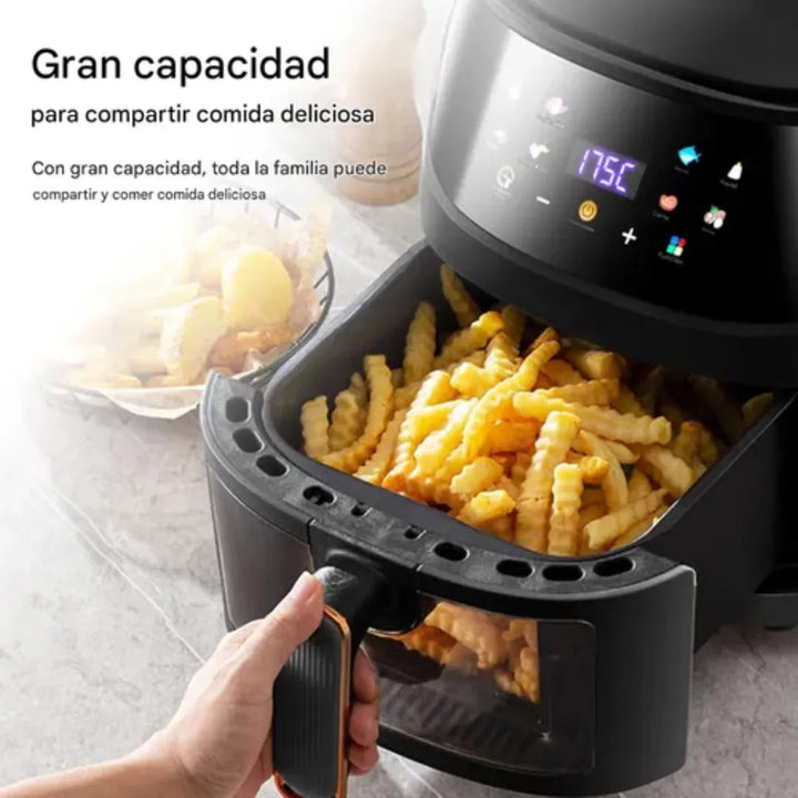 Freidora Olla Aire Caliente Sin Aceite Air Fryer 8 Litros Negro
