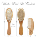 Set De Cepillo Y Peine De Madera Para Bebés - Cerdas De Cabr