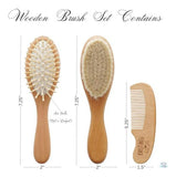 Set De Cepillo Y Peine De Madera Para Bebés - Cerdas De Cabr