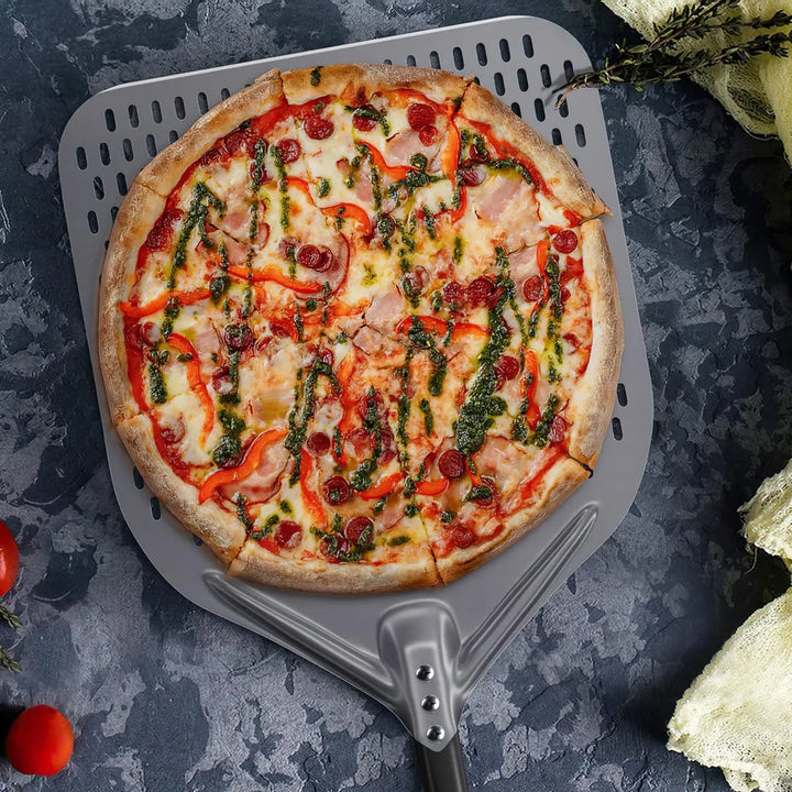 Pelador De Pizza Perforado Nutuni, 14 X 16, Ánodo Profesiona