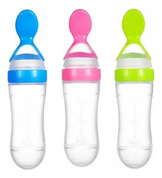 Biberon Con Cuchara En Silicona Para Bebes Color Colores Liso
