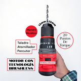 Taladro Drill Ta21rk Inalámbrico 2 Baterías 13mm -brushless Rojo 50hz/60hz