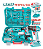 Taladro Percutor 1/2 66nm+ Kit De Herramientas 165 Pzs Total Turquesa 50 Hz/ 60 Hz